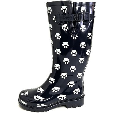 Women's Rain Boots Rubber Paws Mid Calf Rainboot