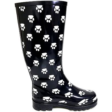 Women's Rain Boots Rubber Paws Mid Calf Rainboot