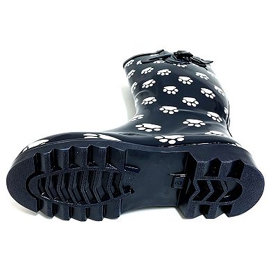 Women's Rain Boots Rubber Paws Mid Calf Rainboot