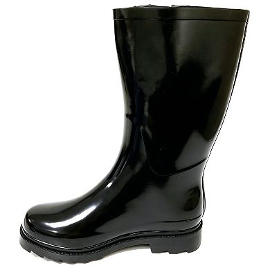 Women's Black Rain Boots Rubber 10" Adjustable Side Buckle Ankle