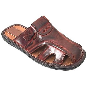 Mens Slides Sandals Closed Toe Hook and Loop Fisherman Flip Flops Brown