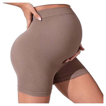 Maternity Seamless High Waist Belly Support Sports Yoga Shorts