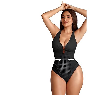 Deep Neck One Piece Swimsuit