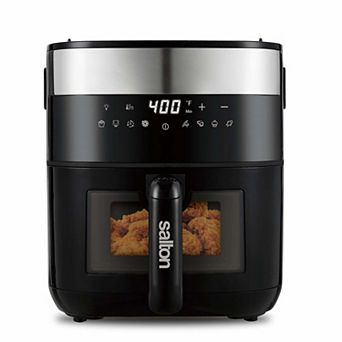 Salton Flip & Cook 3-in-1 5.8-qt Air Fryer, Grill, & Dehydrator with Viewing Window