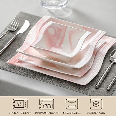 26-piece Porcelain Dinnerware Set for 6, Dinner, Dessert, Soup Plate, Bowls, Serving Platters