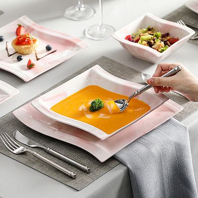 26-piece Porcelain Dinnerware Set for 6, Dinner, Dessert, Soup Plate, Bowls, Serving Platters