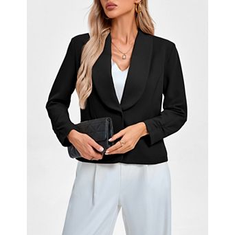 Women's Blazer 3/4 Sleeve Open Front Blazers Slim Fit Casual Work Lightweight Suit Jacket