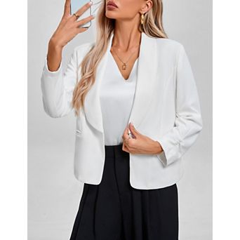Women's Blazer 3/4 Sleeve Open Front Blazers Slim Fit Casual Work Lightweight Suit Jacket