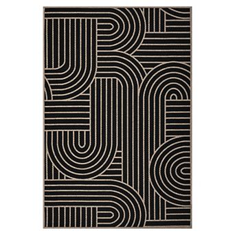 Fashionwu Line Easy to Clean Washable Folded Indoor Modern Low Pile Printed Area Rug for Bedroom