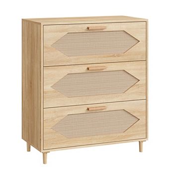 Rattan Dresser for Bedroom with 3 Drawers