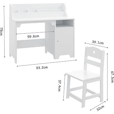 Kids Desk and Chair Set with Hutch
