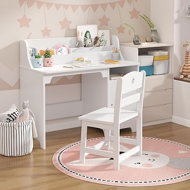 Kids Desk and Chair Set with Hutch
