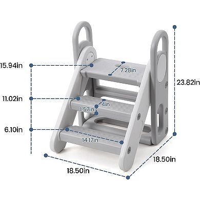 Collapsible 3-Step Toddler Step Stool with Handles
