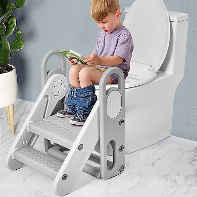 Collapsible 3-Step Toddler Step Stool with Handles