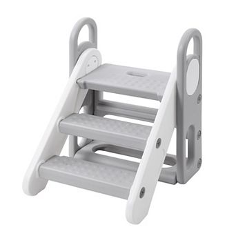 Collapsible 3-Step Toddler Step Stool with Handles