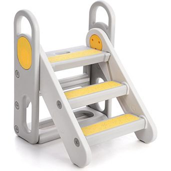 Collapsible 3-Step Toddler Step Stool with Handles
