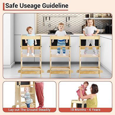 Wooden Kitchen Step Stool for Kids