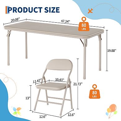 6-Piece Kids Folding Table and Chairs Set