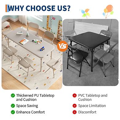 6-Piece Kids Folding Table and Chairs Set