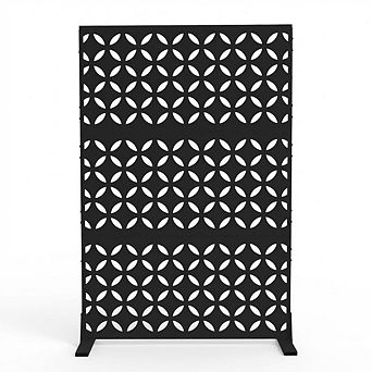 Freestanding 3-Panel Metal Privacy Fence, Outdoor Decorative Screen for Backyard,Porch,Yard Divider