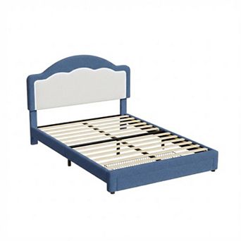 Bed Frame with Adjustable Headboard, Sherpa Fleece Upholstered Platform Bed Frame, 750 LB Capacity