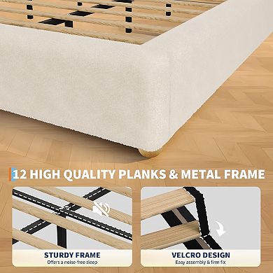 Low Platform, Solidified Wood Legs, No Headboard, No Box Spring Needed, Quiet & Easy Assembly