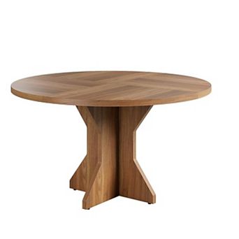 Space-Saving Modern 47" Round Dining Table for 4-6 People, Ideal for Apartment, Living Room,Kitchen