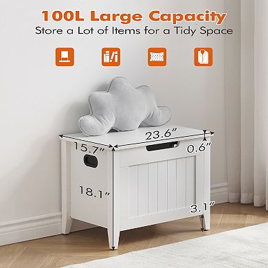 24'' Wooden Flip-Top Storage Bench with Padded Seat