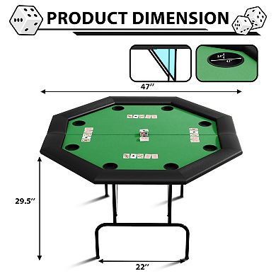 8 Player Poker Table 47 Inch Octagon Foldable Card Table