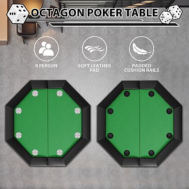8 Player Poker Table 47 Inch Octagon Foldable Card Table