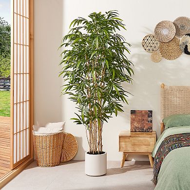 VeriNatural Artificial Bamboo Tree for Indoor Outdoor Home Decor, UV Resistant Fake Plants in Pot