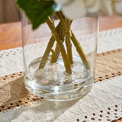 Artificial Hydrangea Flowers in Glass Vase,Faux Bouquet for Table Centerpiece Gift - VeriNatural