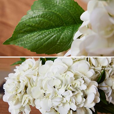 Artificial Hydrangea Flowers in Glass Vase,Faux Bouquet for Table Centerpiece Gift - VeriNatural