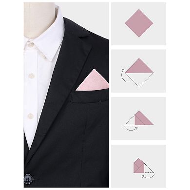 Men's Pocket Square Solid Color Herringbone Textured Handkerchief with Trim for Suits Formal