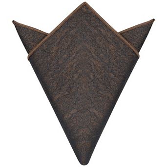 Men's Pocket Square Solid Color Herringbone Textured Handkerchief with Trim for Suits Formal