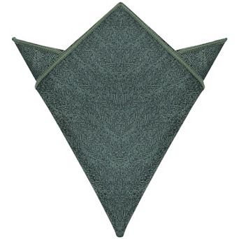 Men's Pocket Square Solid Color Herringbone Textured Handkerchief with Trim for Suits Formal