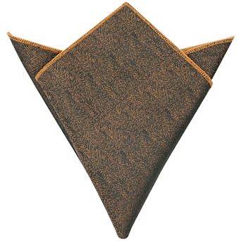 Men's Pocket Square Solid Color Herringbone Textured Handkerchief with Trim for Suits Formal