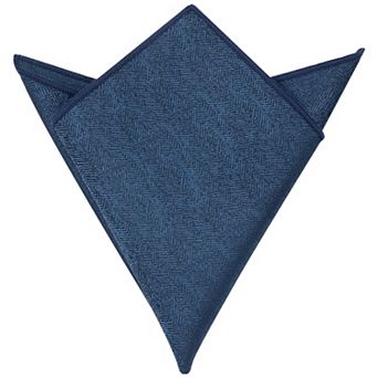 Men's Pocket Square Solid Color Herringbone Textured Handkerchief with Trim for Suits Formal