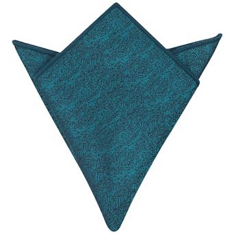 Men's Pocket Square Solid Color Herringbone Textured Handkerchief with Trim for Suits Formal