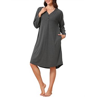 Women's Nightgowns Long Sleeve Sleep Night Gown V Neck Night Dress