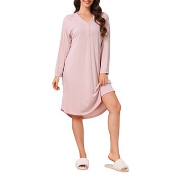 Women's Nightgowns Long Sleeve Sleep Night Gown V Neck Night Dress
