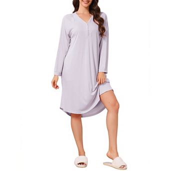 Women's Nightgowns Long Sleeve Sleep Night Gown V Neck Night Dress
