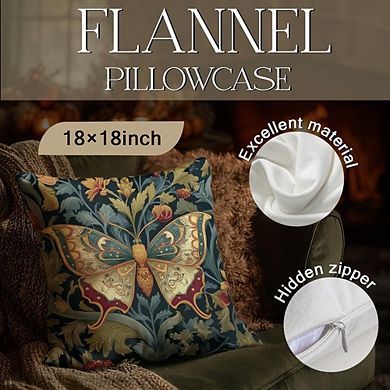 William Morris Inspired Floral Butterfly Pillow Cover, Cotton, Double-Sided Print