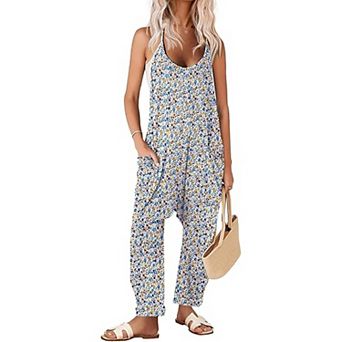 Ekouaer Womens Jumpsuit Sleeveless Overalls Jumpers Spaghetti Strap Baggy Long Pants Rompers