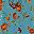 Blue Red Floral
