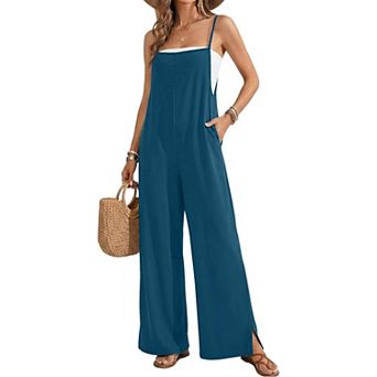Ekouaer Womens Sleeveless Jumpsuits Summer Boho Wide Leg Floral Rompers Overalls with Pockets
