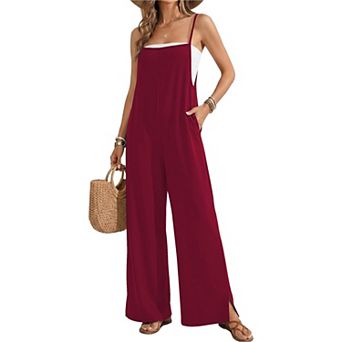 Ekouaer Womens Sleeveless Jumpsuits Summer Boho Wide Leg Floral Rompers Overalls with Pockets
