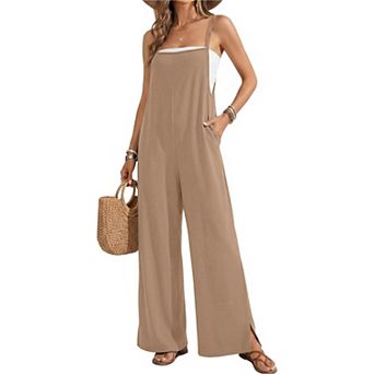 Ekouaer Womens Sleeveless Jumpsuits Summer Boho Wide Leg Floral Rompers Overalls with Pockets
