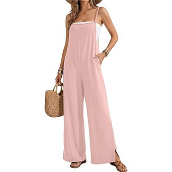 Ekouaer Womens Sleeveless Jumpsuits Summer Boho Wide Leg Floral Rompers Overalls with Pockets