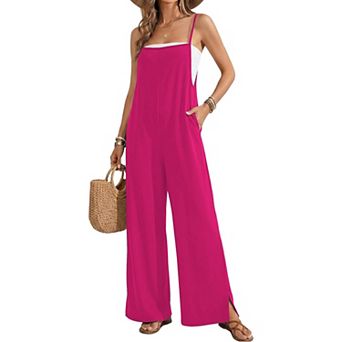 Ekouaer Womens Sleeveless Jumpsuits Summer Boho Wide Leg Floral Rompers Overalls with Pockets